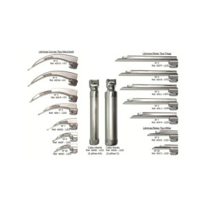 Laringoscópio Led com Lâminas Curvas e Retas em Aço Inox